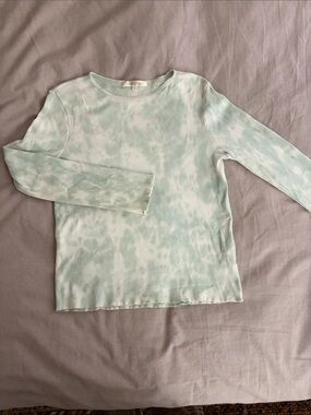 LoveShackFancy Yulia green tie dye diamond long sleeve tee Medium